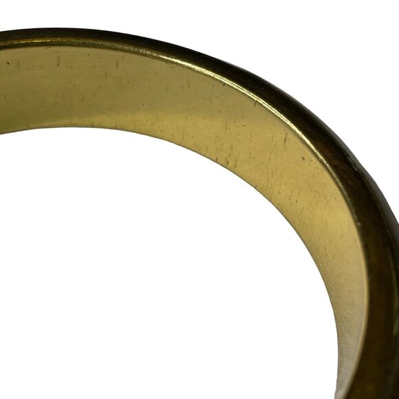 Vintage Y2K Bangle Bracelet Silver Leaf Resin Overlay Gold Tone Striped u - Picture 2 of 5